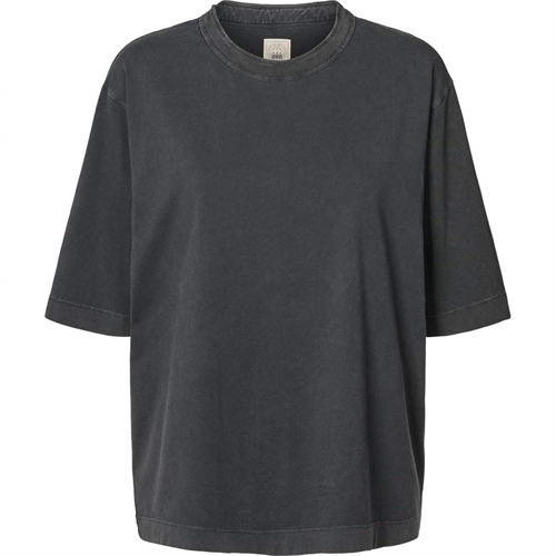 LISVA MAYA COTTON JERSEY TEE VINTAGE LOOK DARK GREY ACID WASH